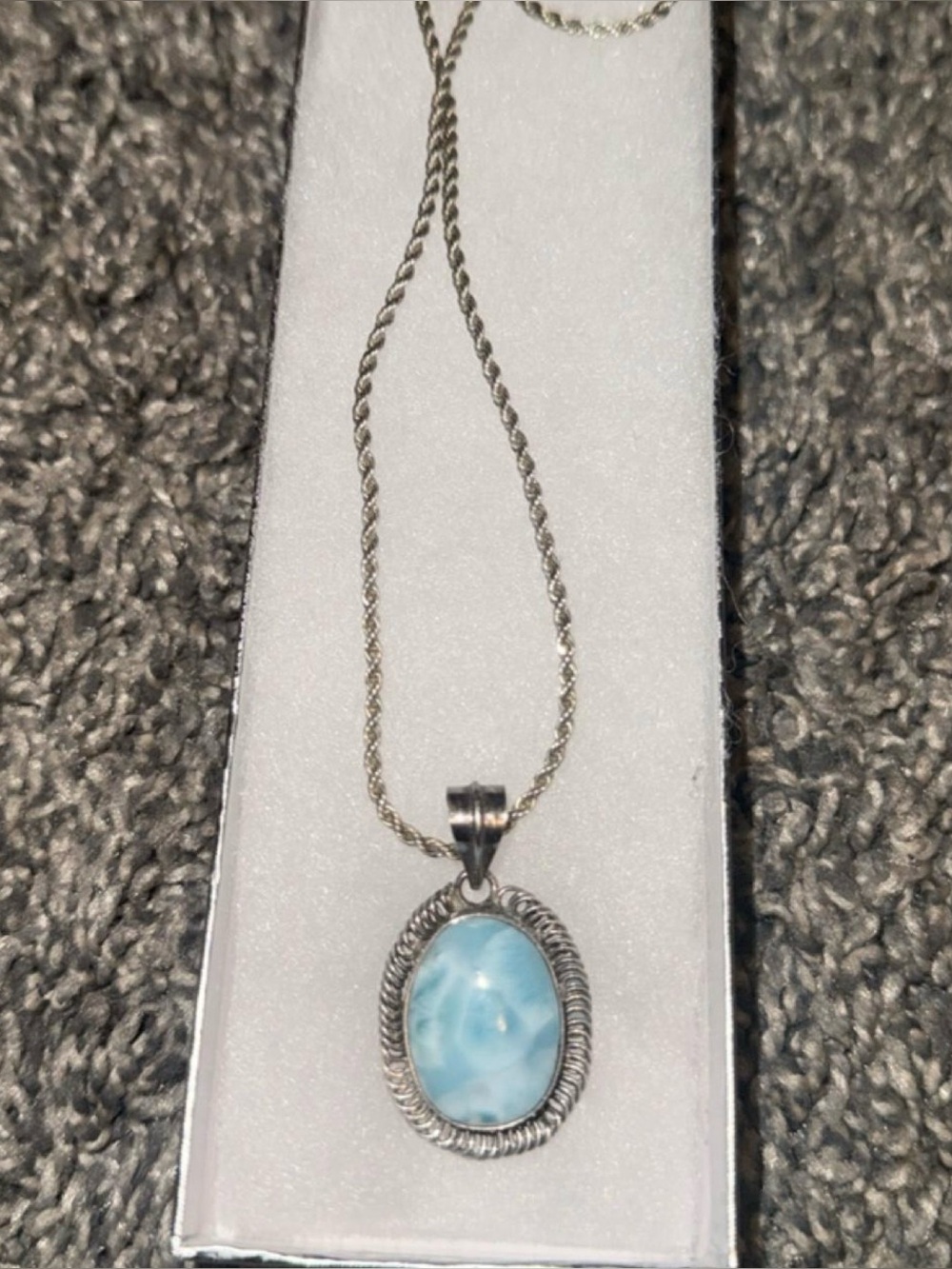 Sterling Silver Larimar Oval Pendant Necklace - Blue